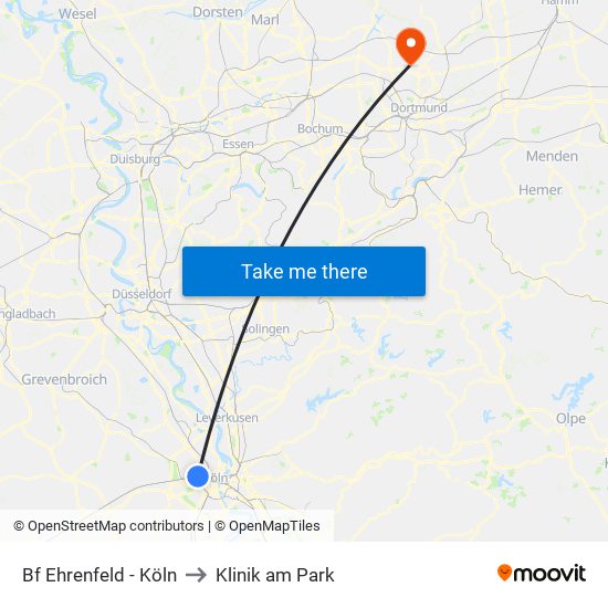 Bf Ehrenfeld - Köln to Klinik am Park map