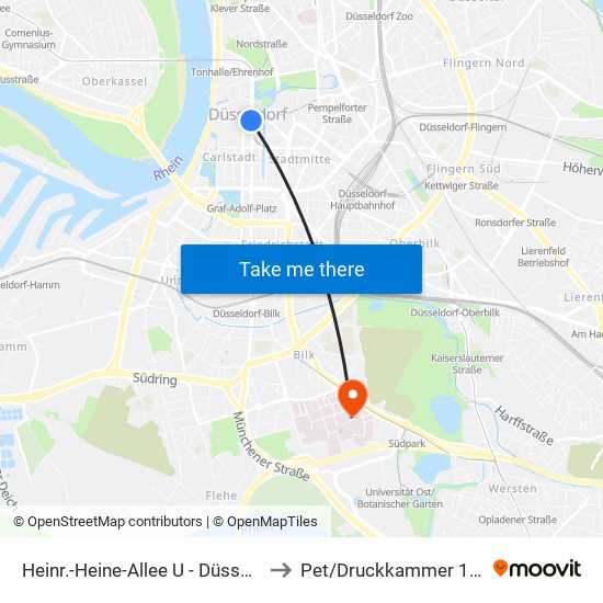 Heinr.-Heine-Allee U - Düsseldorf to Pet/Druckkammer 14.83 map