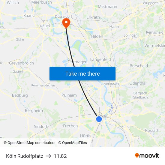 Köln Rudolfplatz to 11.82 map