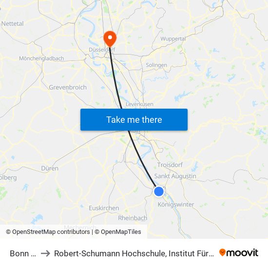 Bonn Hbf to Robert-Schumann Hochschule, Institut Für Kirchenmusik map