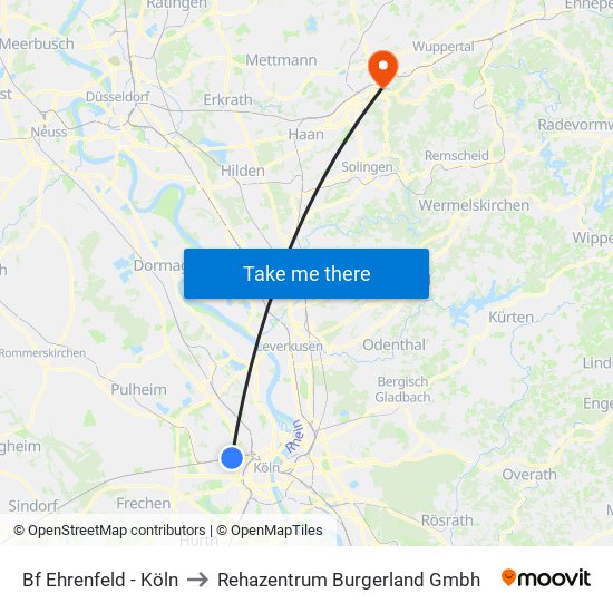 Bf Ehrenfeld - Köln to Rehazentrum Burgerland Gmbh map