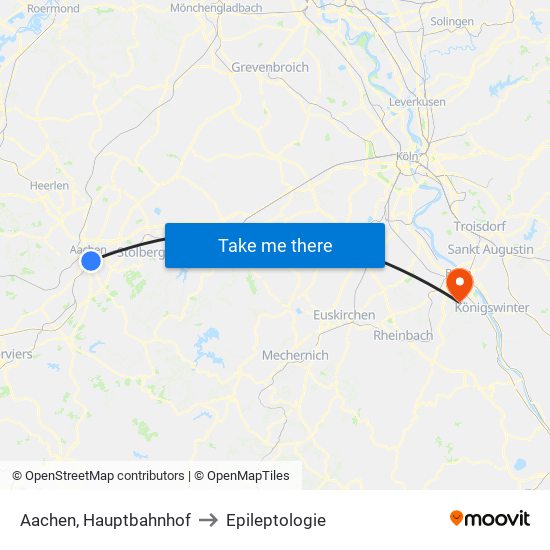 Aachen, Hauptbahnhof to Epileptologie map