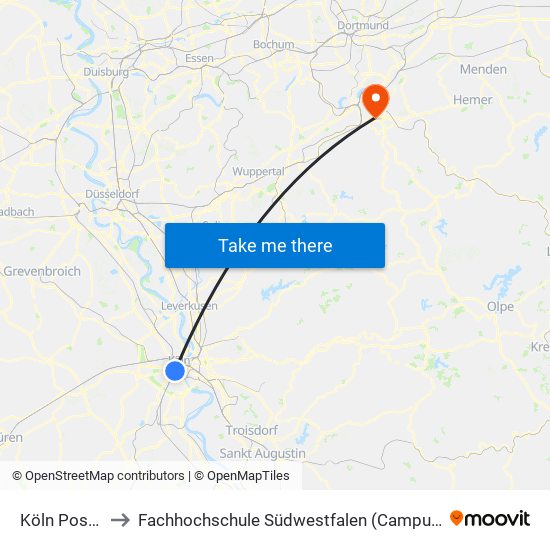 Köln Poststr. to Fachhochschule Südwestfalen (Campus Hagen) map