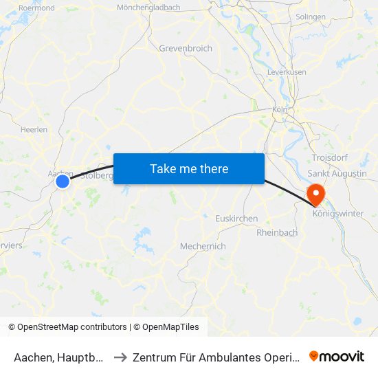 Aachen, Hauptbahnhof to Zentrum Für Ambulantes Operieren (Zao) map