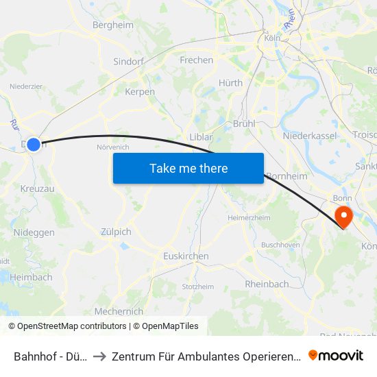 Bahnhof - Düren to Zentrum Für Ambulantes Operieren (Zao) map