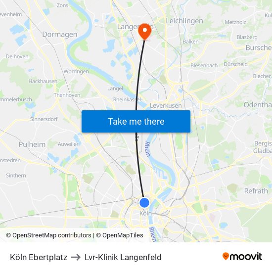 Köln Ebertplatz to Lvr-Klinik Langenfeld map