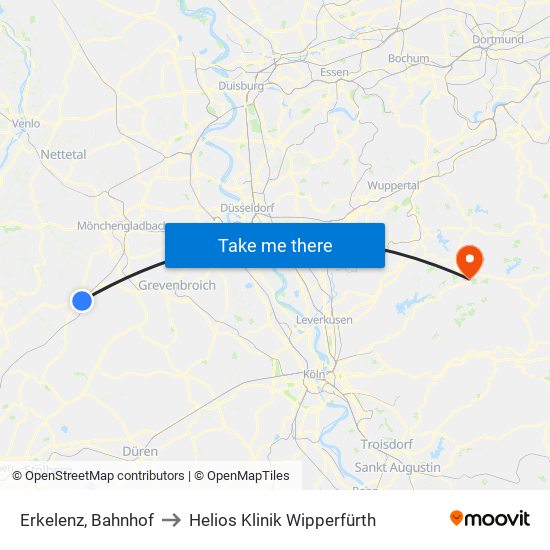 Erkelenz, Bahnhof to Helios Klinik Wipperfürth map