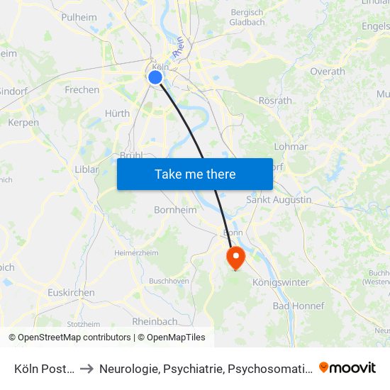 Köln Poststr. to Neurologie, Psychiatrie, Psychosomatik (Npp) map