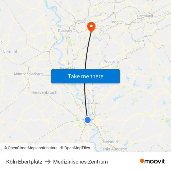 Köln Ebertplatz to Medizinisches Zentrum map