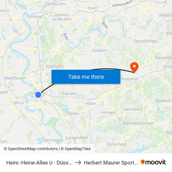 Heinr.-Heine-Allee U - Düsseldorf to Herbert Maurer Sportplatz map