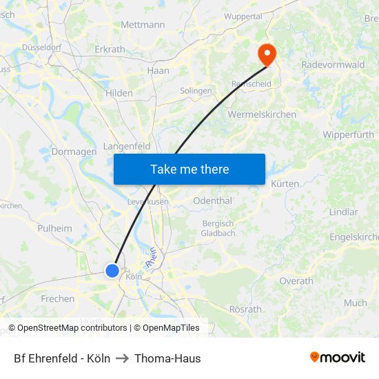 Bf Ehrenfeld - Köln to Thoma-Haus map