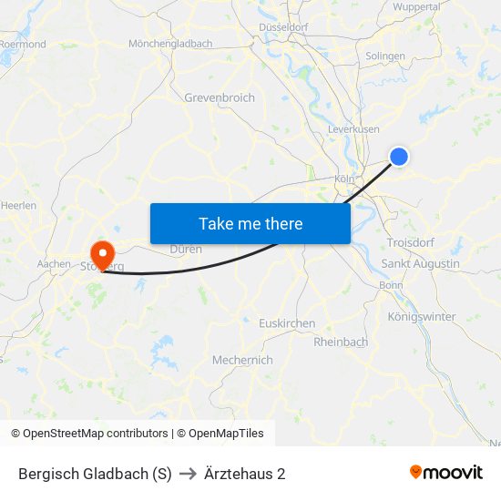 Bergisch Gladbach (S) to Ärztehaus 2 map