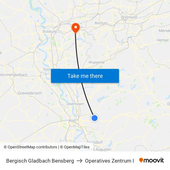 Bergisch Gladbach Bensberg to Operatives Zentrum I map