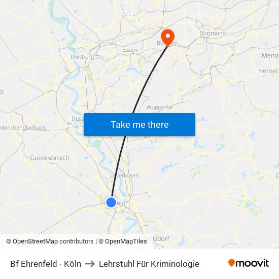 Bf Ehrenfeld - Köln to Lehrstuhl Für Kriminologie map