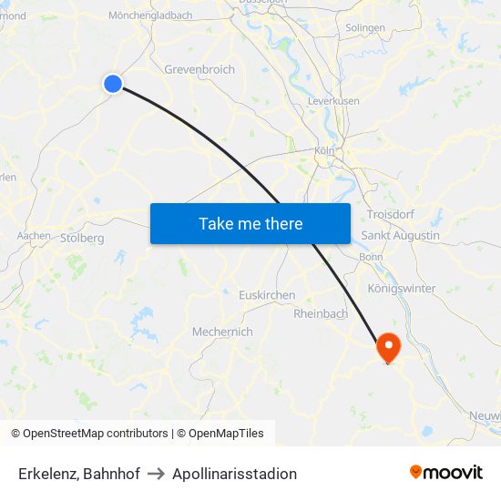 Erkelenz, Bahnhof to Apollinarisstadion map