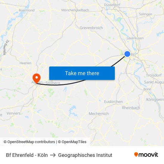 Bf Ehrenfeld - Köln to Geographisches Institut map