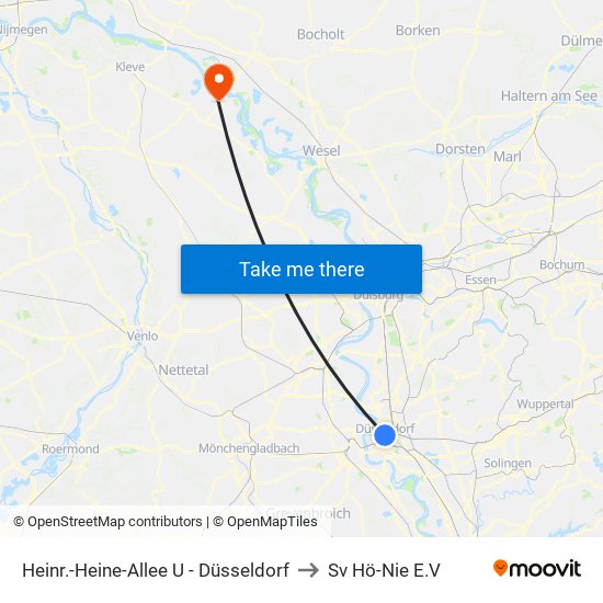 Heinr.-Heine-Allee U - Düsseldorf to Sv Hö-Nie E.V map