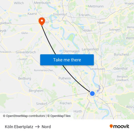 Köln Ebertplatz to Nord map