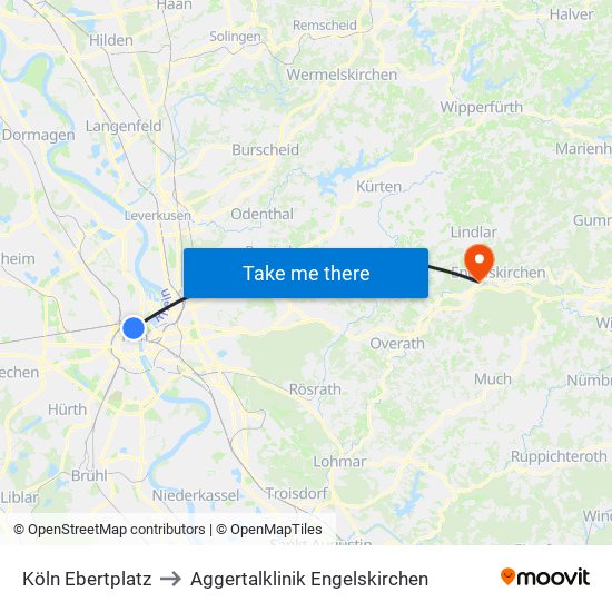 Köln Ebertplatz to Aggertalklinik Engelskirchen map