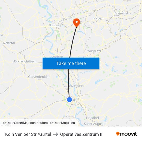 Köln Venloer Str./Gürtel to Operatives Zentrum II map