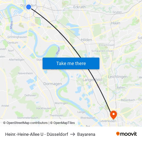 Heinr.-Heine-Allee U - Düsseldorf to Bayarena map