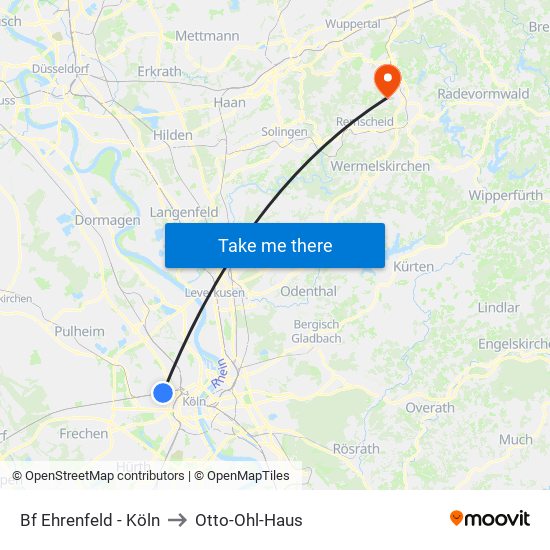 Bf Ehrenfeld - Köln to Otto-Ohl-Haus map