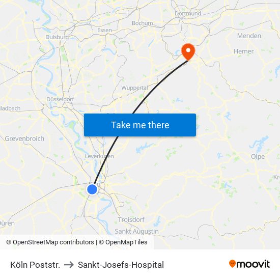 Köln Poststr. to Sankt-Josefs-Hospital map