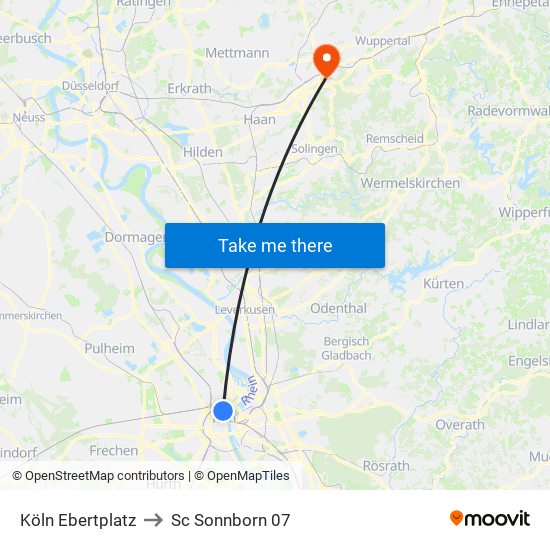 Köln Ebertplatz to Sc Sonnborn 07 map