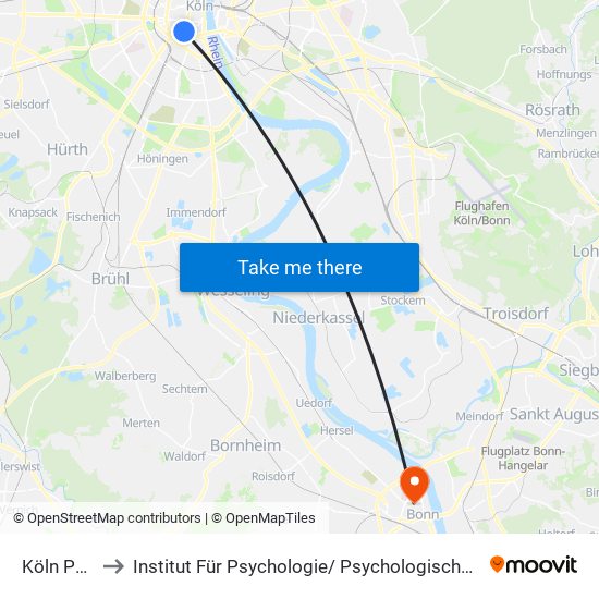 Köln Poststr. to Institut Für Psychologie/ Psychologische Hochschulambulanz map