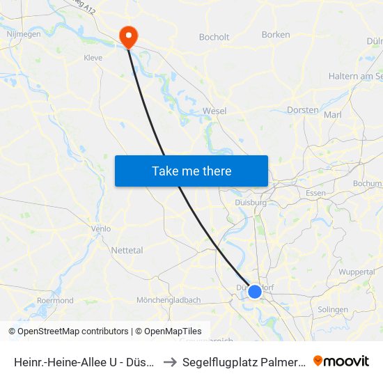 Heinr.-Heine-Allee U - Düsseldorf to Segelflugplatz Palmersward map