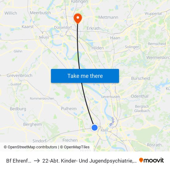 Bf Ehrenfeld - Köln to 22-Abt. Kinder- Und Jugendpsychiatrie, Tagesklinik Institutsambulanz map