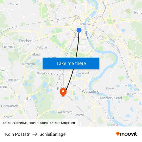Köln Poststr. to Schießanlage map