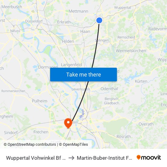 Wuppertal Vohwinkel Bf - Wuppertal to Martin-Buber-Institut Für Judaistik map