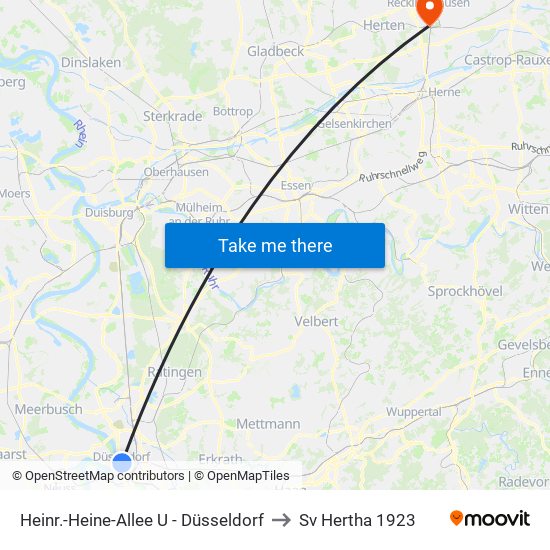 Heinr.-Heine-Allee U - Düsseldorf to Sv Hertha 1923 map