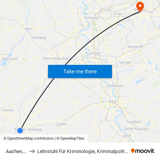 Aachen, Bushof to Lehrstuhl Für Kriminologie, Kriminalpolitik Und Polizeiwissenschaft map