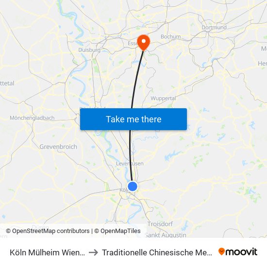Köln Mülheim Wiener Platz to Traditionelle Chinesische Medizin (Tcm) map