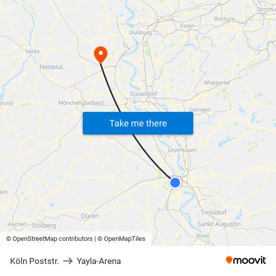 Köln Poststr. to Yayla-Arena map