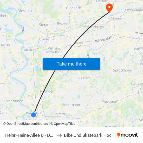 Heinr.-Heine-Allee U - Düsseldorf to Bike Und Skatepark Hochlarmark map