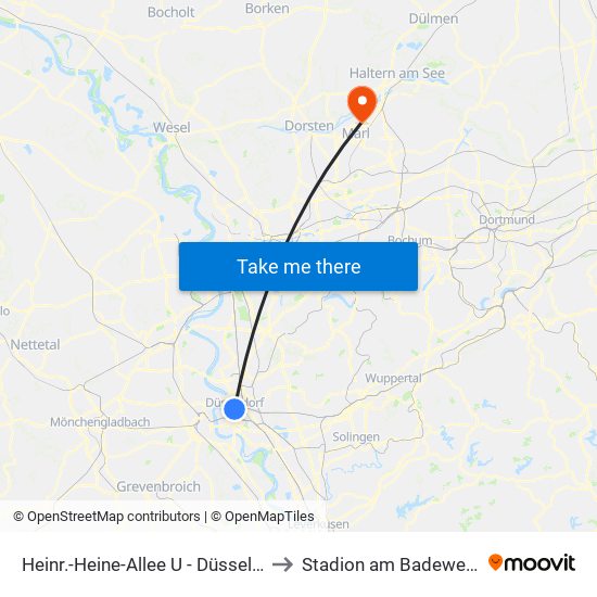 Heinr.-Heine-Allee U - Düsseldorf to Stadion am Badeweiher map