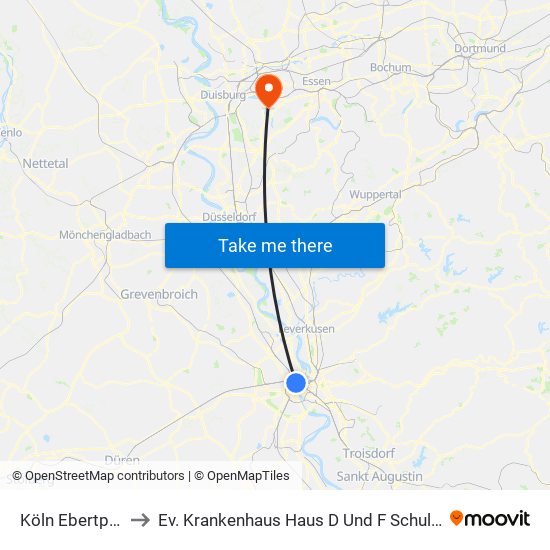 Köln Ebertplatz to Ev. Krankenhaus Haus D Und F Schulstraße map