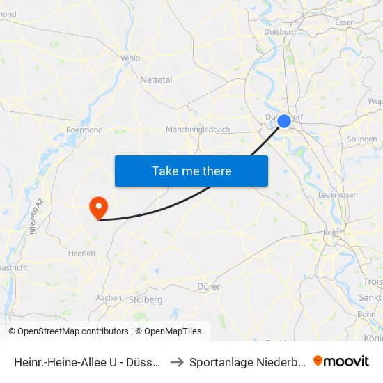 Heinr.-Heine-Allee U - Düsseldorf to Sportanlage Niederbusch map