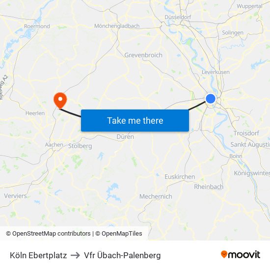 Köln Ebertplatz to Vfr Übach-Palenberg map