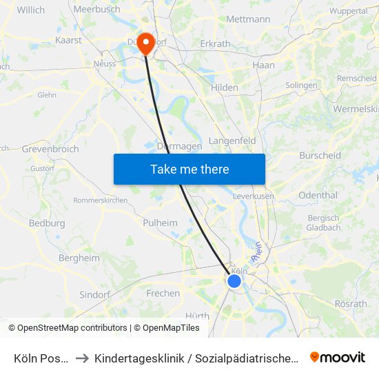 Köln Poststr. to Kindertagesklinik / Sozialpädiatrisches Zentrum map