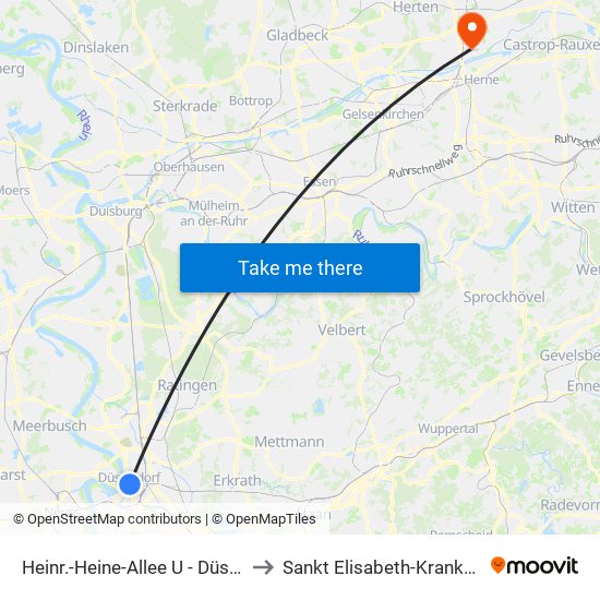 Heinr.-Heine-Allee U - Düsseldorf to Sankt Elisabeth-Krankenhaus map