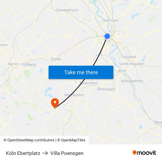 Köln Ebertplatz to Villa Poensgen map
