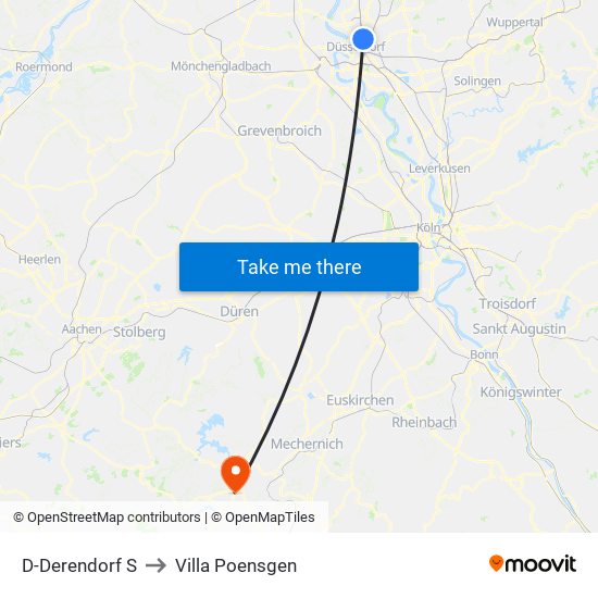 D-Derendorf S to Villa Poensgen map