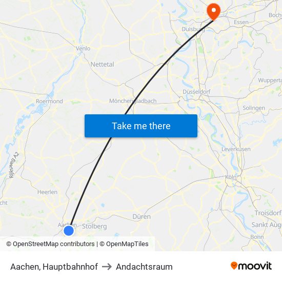 Aachen, Hauptbahnhof to Andachtsraum map