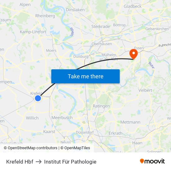 Krefeld Hbf to Institut Für Pathologie map