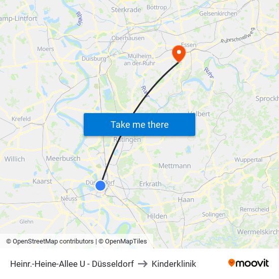 Heinr.-Heine-Allee U - Düsseldorf to Kinderklinik map