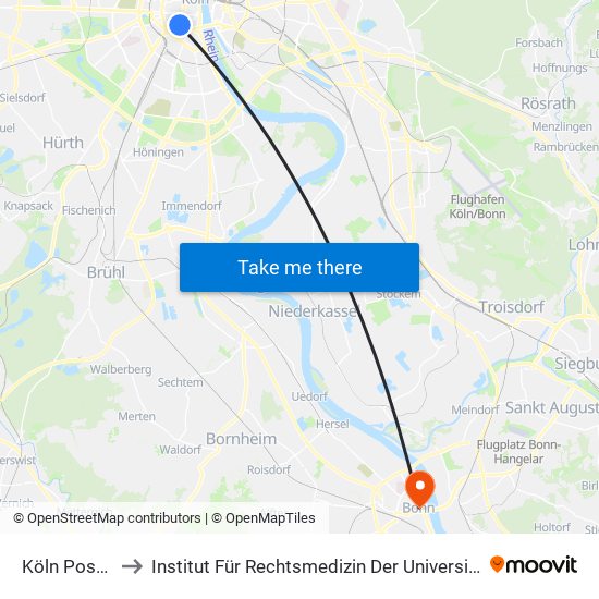 Köln Poststr. to Institut Für Rechtsmedizin Der Universität Bonn map